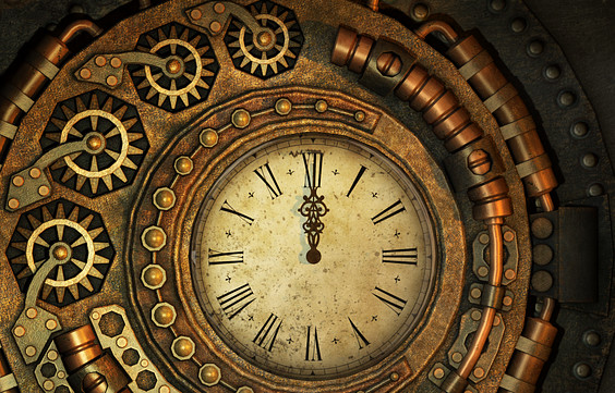 Steampunk clock, by user 3209107 on pixabay